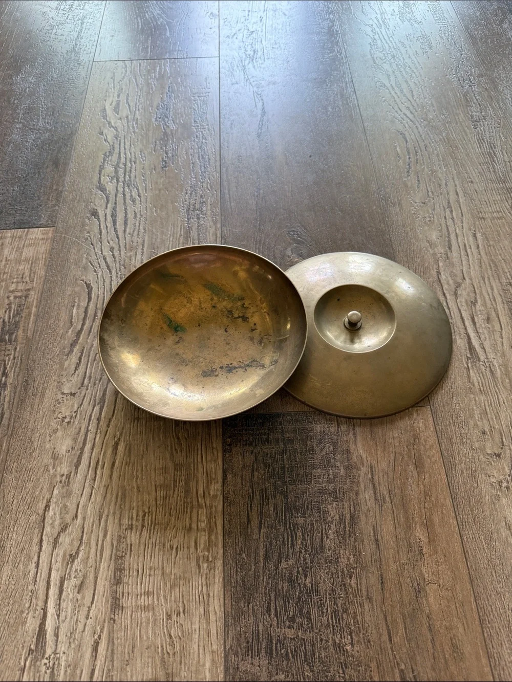 Vintage Brass Lidded Trinket Dish - Brass Finish